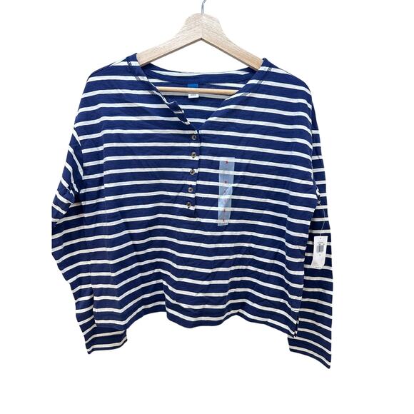 Old Navy Women’s Striped Long Sleeve Tee Blue White Boatneck Top Size S NWT - Picture 1 of 7
